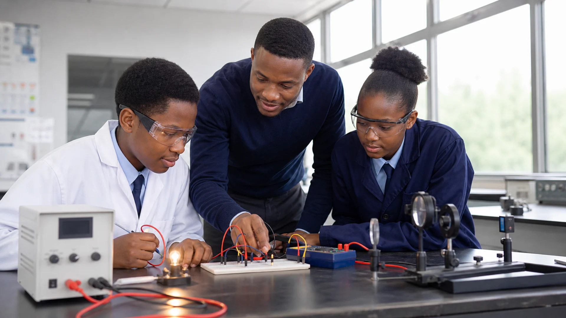 A Mindlect instructor guides learners through a simple low-voltage circuit